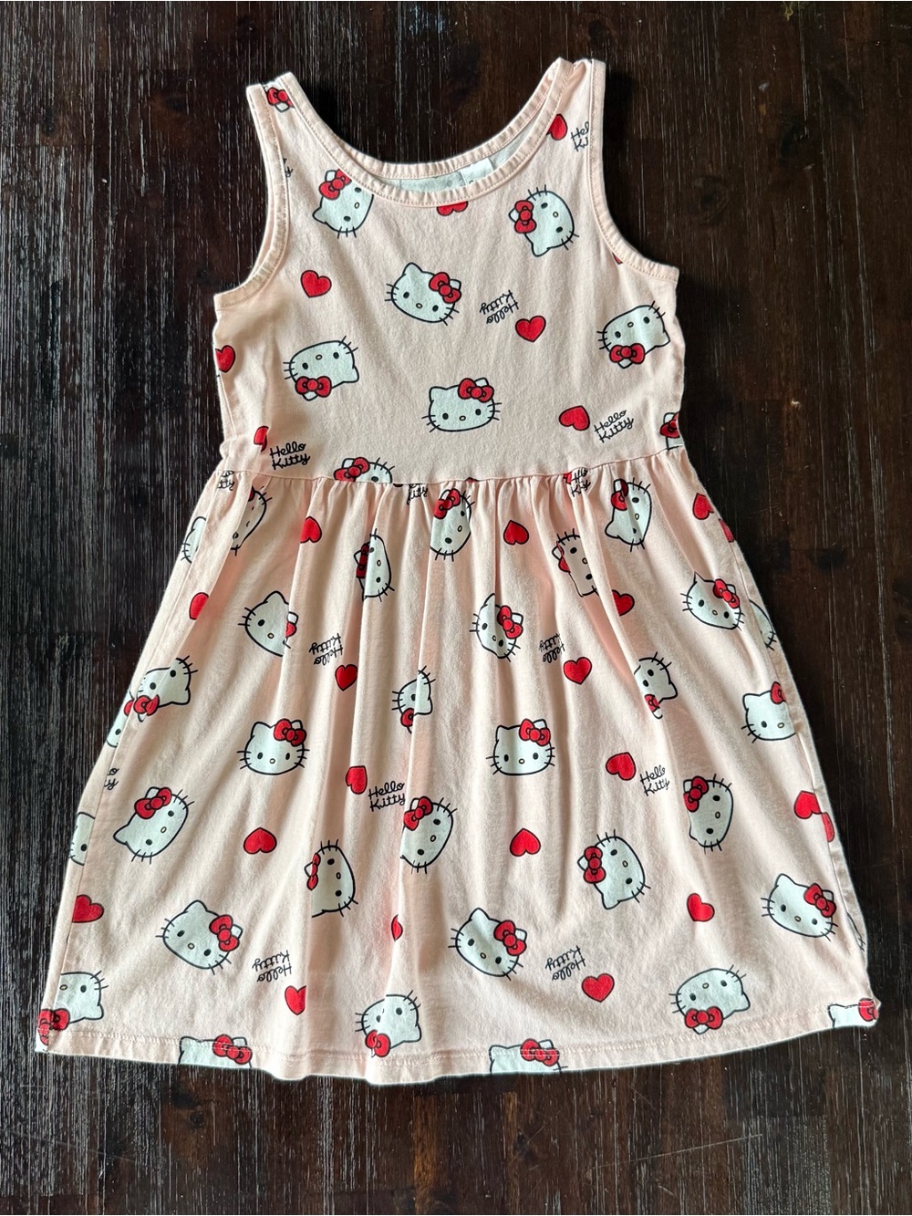 H&M Pink Hello Kitty Sleeveless Dress with Red Hearts